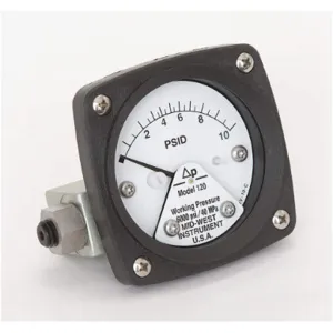 MIDWEST INSTRUMENTS 120-SA-00-OO-10P Differential Pressure Gauge 0 To 10 Psid | AC9JGX 3GVA2