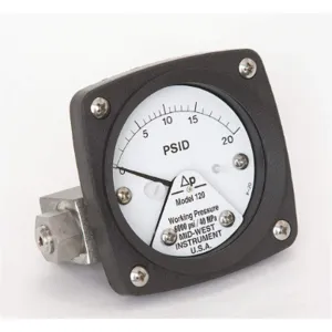 MIDWEST INSTRUMENTS 120-AA-00-OO-20P Differential Pressure Gauge 0 To 20 Psid | AC9JGP 3GUZ4