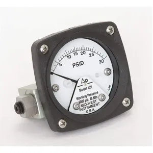 MIDWEST INSTRUMENTS 120-SA-00-OO-30P Differential Pressure Gauge 0 To 30 Psid | AC9JHB 3GVA6