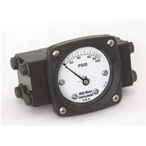 MIDWEST INSTRUMENTS 140-AA-00-OO-100P Differential Pressure Gauge 0 - 100 Psid | AC9JJD 3GVE4