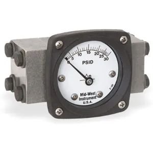 MIDWEST INSTRUMENTS 140-SA-00-OO-30P Midwest Instrument Differential Pressure Gauge, 0 To 30 Psi | AC9JJR 3GVF7