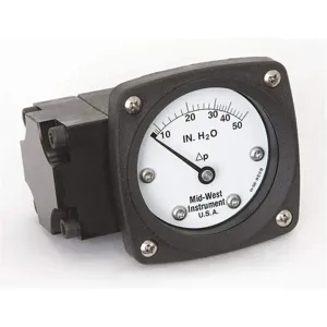 MIDWEST INSTRUMENTS 142-AA-00-OO-50H Differential Pressure Gauge 0 - 50 Inch Wc | AC9JHT 3GVD3