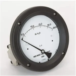 MIDWEST INSTRUMENTS 142-SC-00-OO-25H Differential Pressure Gauge 0 - 25 Inch Wc | AC9JKL 3GVH7