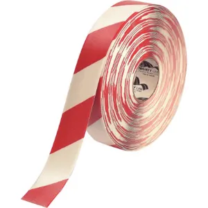 MIGHTY LINE 2RWCHVRED Industrial Floor Tape, 2 Width, White with Red Chevrons, 100 ft Long | AG9HVE 20PG05