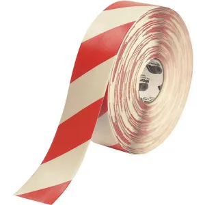 MIGHTY LINE 3RWCHVRED Industrial Floor Tape, 3 Width, White with Red Chevrons, 100 ft Long | AG9HUD 20PF80