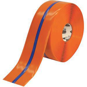 MIGHTY LINE 4ROBCTR Industrial Floor Tape, 4 Width, Orange with Blue Center Line, 100 ft Long | AG9HVF 20PG06
