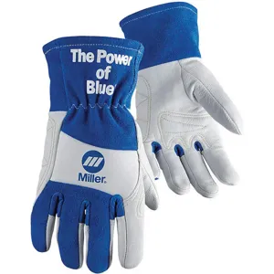 MILLER ELECTRIC 263353 Welding Gloves M Wing 10 Inch Blue/white Pr | AG3PMQ 33RN20