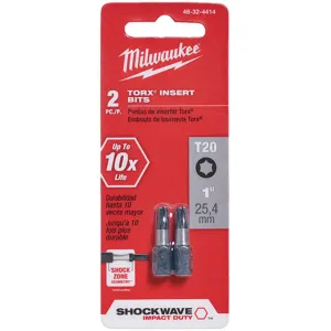 MILWAUKEE 48-32-4414 Screwdriving Bits 1 Inch 2Pc 1/4 Inch Hex PK2 | AG9EEB 19RJ99