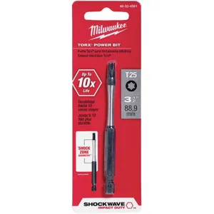 MILWAUKEE 48-32-4561 Power Bit 1/4 x 3-1/2 Inch T25 Point | AG9EEG 19RK06