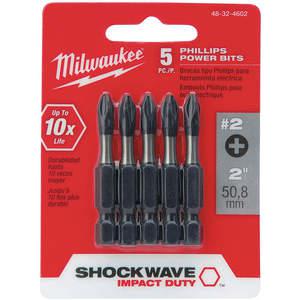 MILWAUKEE 48-32-4602 Power Bit Phillips #2 2 Inch Length 1/4 Inch - Pack Of 5 | AE3MLU 5EAX7