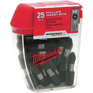 MILWAUKEE 48-32-4604 Insert Bit Phillips #2 1 Inch Length - Pack Of 25 | AE3MLP 5EAX3