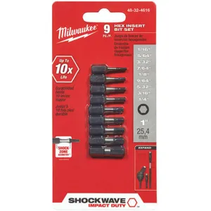 MILWAUKEE 48-32-4616 Insert Bit Set 9 Pcs. | AH6UYK 36GG48