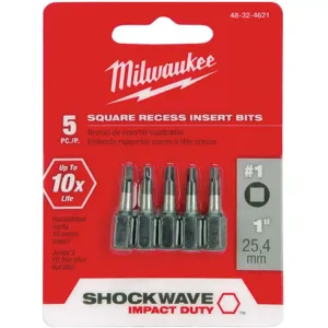 MILWAUKEE 48-32-4621 Impact Bit Square 1 Pk5 | AA2RWH 10Z767