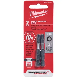 MILWAUKEE 48-32-4914 Power Bit 1/4 x 2 Inch T30 Point PK2 | AG9EEF 19RK05