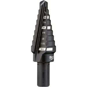 MILWAUKEE 48-89-9203 Step Drill Bit Hss 9 Sizes 1/4-3/4 Inch | AF6JEV 19RK74