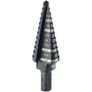 MILWAUKEE 48-89-9204 Step Drill Bit Hss 12 Sizes 3/16-7/8 Inch | AF6JEW 19RK75