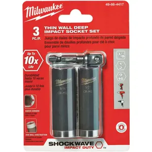 MILWAUKEE 49-66-4417 Socket Set 3 Pieces Socket Drive | AH6UYQ 36GG53