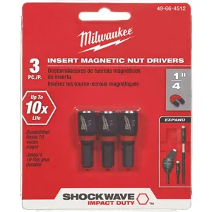 MILWAUKEE 49-66-4512 Insert Nut Driver 1/4 Inch Drive PK3 | AH6UYR 36GG54