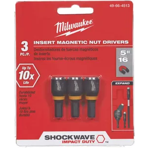 MILWAUKEE 49-66-4513 Insert Nut Driver 5/16 Inch Drive PK3 | AH6UYT 36GG55