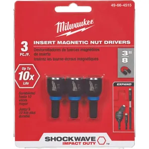 MILWAUKEE 49-66-4515 Insert Nut Driver 3/8 Inch Drive PK3 | AH6UYU 36GG56