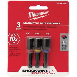MILWAUKEE 49-66-4561 Magnetic Nut Driver Set 1/4 5/16 3/8 Inch 3 Pc | AD9GLX 4RRP3
