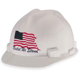 MSA 10034263 Hard Hat Front Brim Slotted 4 Point Ratchet Usflag White | AE9GMD 6JR24