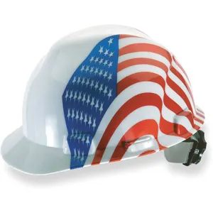 MSA 10050611 Hard Hat Front Brim Slotted 4 Point Ratchet Dual Us Flag | AD9EAP 4RB53