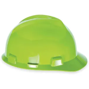 MSA 10061512 Hard Hat Front Brim Slotted 4 Point Ratchet Hi-viz Yellow With Green | AA8YUZ 1AVR8