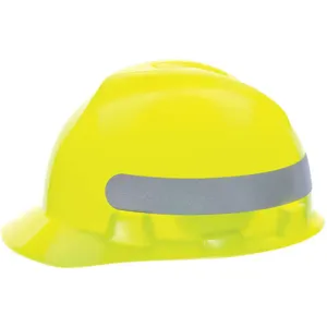 MSA 10102194 Hard Hat Front Brim Slotted Ratchet Hi Viz Yellow With Green With Silver | AE4GCW 5KAX3