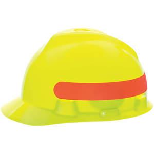 MSA 10102233 Hard Hat Front Brim Slotted Ratchet Hi Viz Yellow/green With Red/orange | AE4GCV 5KAX2