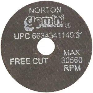 NORTON ABRASIVES 66243411403 CutOff Wheel Gemini 2 x1/8 x3/8 30560 rpm | AH2DXV 25TY99