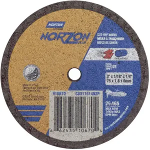 NORTON ABRASIVES 66243510670 CutOff Wheel NorZon Plus 3 x 1/16 x 1/4 | AH2DYF 25TZ10