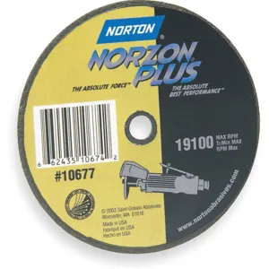 NORTON ABRASIVES 66243510675 Abrasive Cut Wheel 4 Inch Diameter 0.035 Inch T 3/8 Inch Arbor Hole | AD2YHK 3WL24