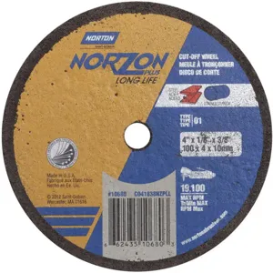 NORTON ABRASIVES 66243510680 CutOff Wheel NorZon 4 x 1/8 x 3/8 | AH2DYG 25TZ11