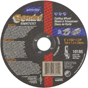 NORTON ABRASIVES 66252823601 CutOff Wheel Gemini 6x3/32x7/8 10185rpm | AH2DZD 25TZ33