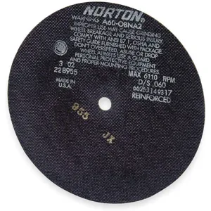 NORTON ABRASIVES 66252835064 Abrasive Cut Wheel 6 Inch Diameter 0.035 Inch T 3/8 Inch Arbor Hole | AB9GPP 2D752