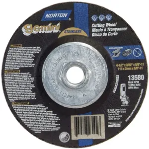 NORTON ABRASIVES 66252842027 Depressed Center Wheel T27 4-1/2 x 3/32 x 5/8-11 | AF8FPX 25TZ60