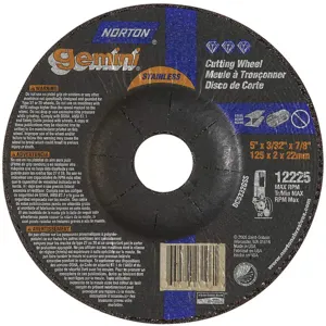 NORTON ABRASIVES 66252842037 Depressed Center Wheel T27 5 x 3/32 x 7/8 | AF8FQD 25TZ66