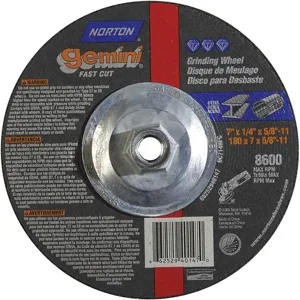 NORTON ABRASIVES 66252940147 Depressed Center Wheel T27 7 x 1/4 x 5/8-11 | AF8FRA 25TZ97