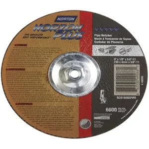 NORTON ABRASIVES 66253049066 Depressed Center Wheel T27 9 x 1/8 x 5/8-11 | AF8FRD 25UA04