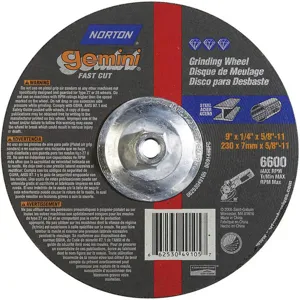 NORTON ABRASIVES 66253049105 Depressed Center Wheel T27 9 x 1/4 x 5/8-11 | AF8FRF 25UA07