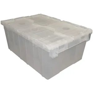 ORBIS FP143 CLEAR Attached Lid Container 40 Lb. | AG6XUB 49K917