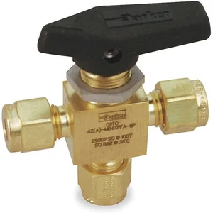 PARKER 2A-MB2XPFA-BP Brass Ball Valve 3-way Compression x Compression x Compression 1/8 In | AB3ANX 1RAH7