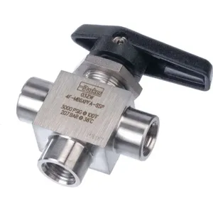 PARKER 4F-MB6XPFA-SSP Ball Valve 1-Piece 3-Way 1/4 inch 3000 psi | AF7GXG 20ZA11