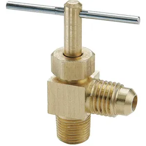 PARKER NV101F-6-4 Needle Valve, 3/8 Inch Outside Diameter, 90 Deg Elbow, Brass | AF7LGC 21VL47