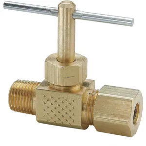 PARKER NV106C-4-4 Needle Valve, 1/4 Inch Outside Diameter, In Line, Brass, Compression | AF7LGM 21VL58