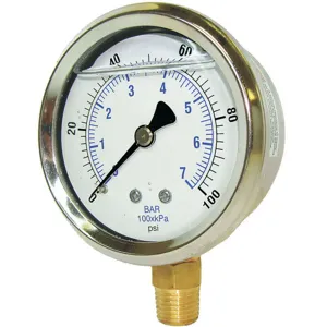 PIC GAUGES PRO-201L-254P Pressure Gauge Liquid Filled | AG9EGG 19RZ18