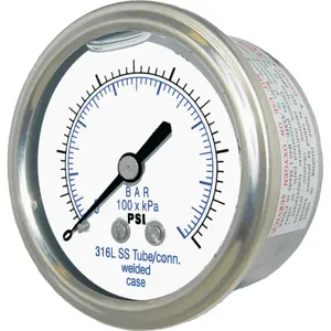 PIC GAUGES 302LFW-254V Pressure Gauge Liquid Filled | AG9EGU 19RZ31