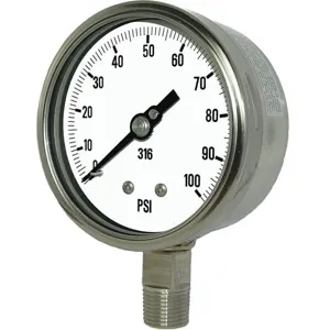 PIC GAUGES 4001-2LE Pressure Gauge Heavy Duty 4 Inch 100 psi | AG9LKM 20TW96