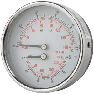 PIC GAUGES TRI-HD-302R-E Bioler Gauge Round 0-100 psi 80 to 320F | AG9EHD 19RZ42